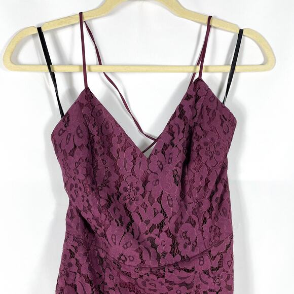 Lovers & Friends Skylight Midi Dress Merlot Wine Lace Up Sleeveless Sz S - Picture 8 of 14